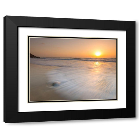 Tranquil Beach Sunset Black Modern Wood Framed Art Print with Double Matting by Frank, Assaf