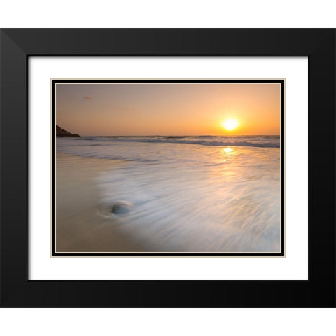 Tranquil Beach Sunset Black Modern Wood Framed Art Print with Double Matting by Frank, Assaf