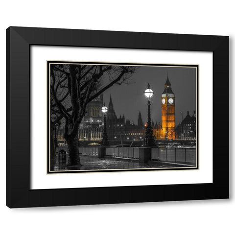 London cityscape in evening Black Modern Wood Framed Art Print with Double Matting by Frank, Assaf