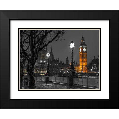 London cityscape in evening Black Modern Wood Framed Art Print with Double Matting by Frank, Assaf