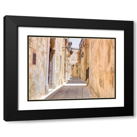 Narrow street of Mdina city-Malta Black Modern Wood Framed Art Print with Double Matting by Frank, Assaf