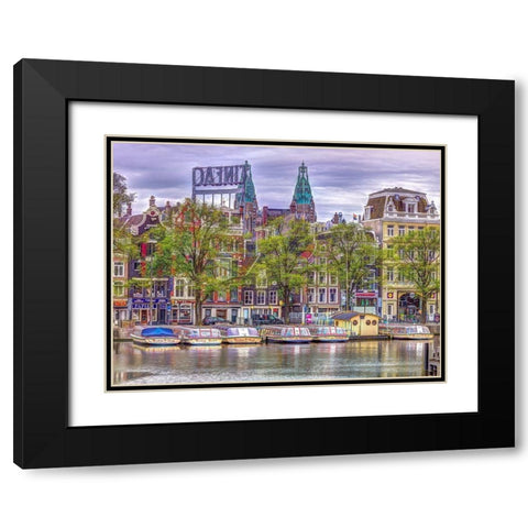 Amsterdam waterfront Black Modern Wood Framed Art Print with Double Matting by Frank, Assaf