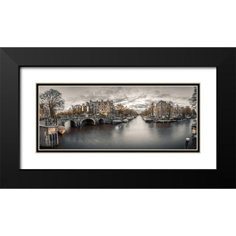 Amsterdam in evening Black Modern Wood Framed Art Print with Double Matting by Frank, Assaf