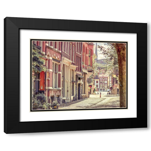 City street-Amsterdam Black Modern Wood Framed Art Print with Double Matting by Frank, Assaf