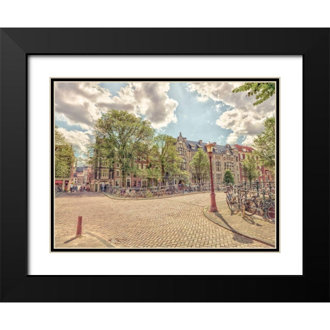 Bicycle parked on the street Black Modern Wood Framed Art Print with Double Matting by Frank, Assaf