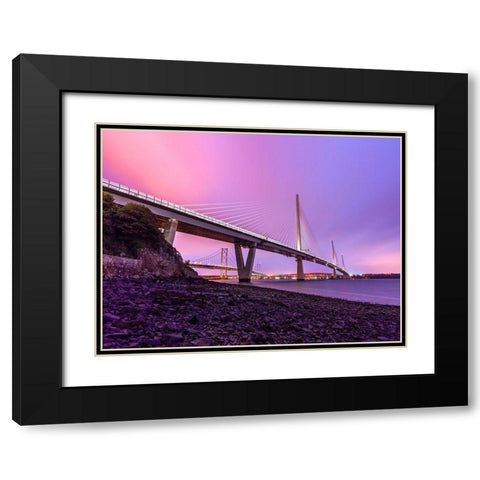 Queensferry Crossing in the evening, Scotland, FTBR-1922 Black Modern Wood Framed Art Print with Double Matting by Frank, Assaf
