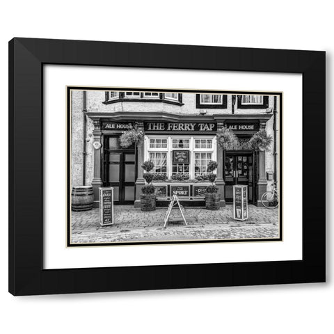 Cafe in South Queensferry Black Modern Wood Framed Art Print with Double Matting by Frank, Assaf