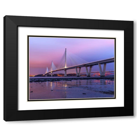 Queensferry Crossing in the evening, Scotland, FTBR-1813 Black Modern Wood Framed Art Print with Double Matting by Frank, Assaf
