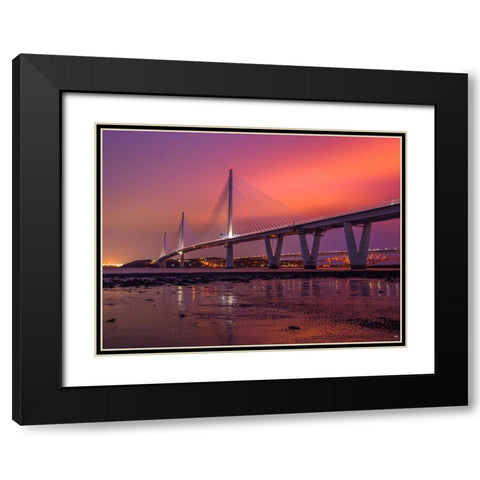 Queensferry Crossing at night, Scotland Black Modern Wood Framed Art Print with Double Matting by Frank, Assaf
