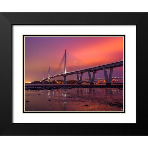 Queensferry Crossing at night, Scotland Black Modern Wood Framed Art Print with Double Matting by Frank, Assaf
