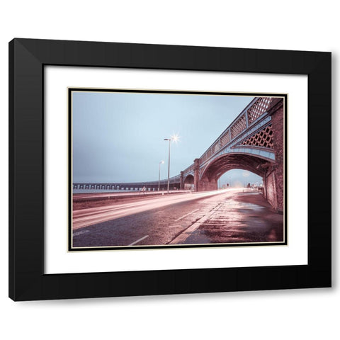 Strip Lights on road of Dundee, Scotland,FTBR 1857 Black Modern Wood Framed Art Print with Double Matting by Frank, Assaf