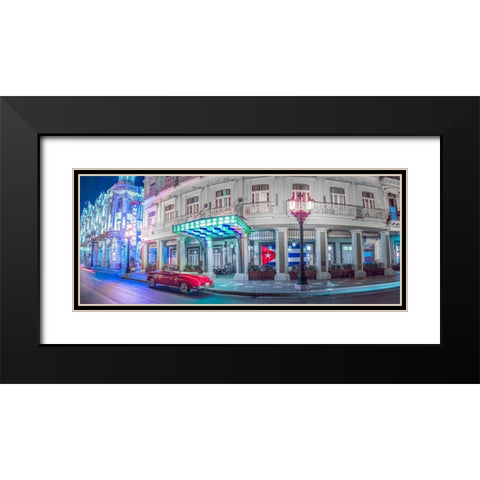 Vintage car outside hotel Inglatera, Havana, Cuba, FTBR 1850 Black Modern Wood Framed Art Print with Double Matting by Frank, Assaf