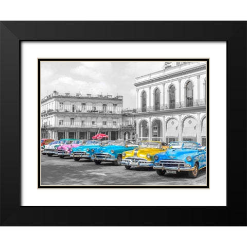 Vintage cars in Havava Black Modern Wood Framed Art Print with Double Matting by Frank, Assaf