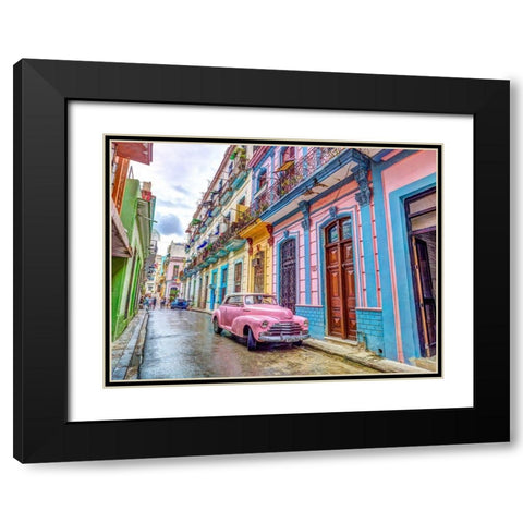Vintage car on street of Havana, Cuba Black Modern Wood Framed Art Print with Double Matting by Frank, Assaf