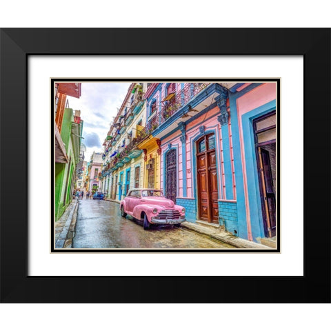 Vintage car on street of Havana, Cuba Black Modern Wood Framed Art Print with Double Matting by Frank, Assaf