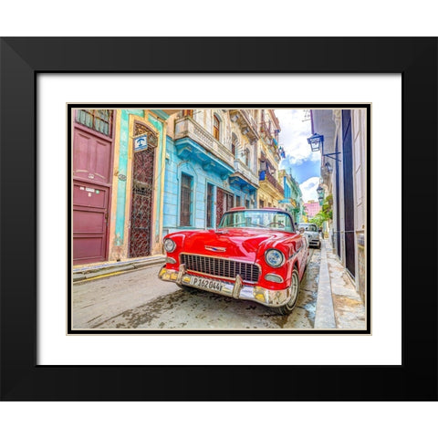 Vintage car on street of Havana, Cuba Black Modern Wood Framed Art Print with Double Matting by Frank, Assaf