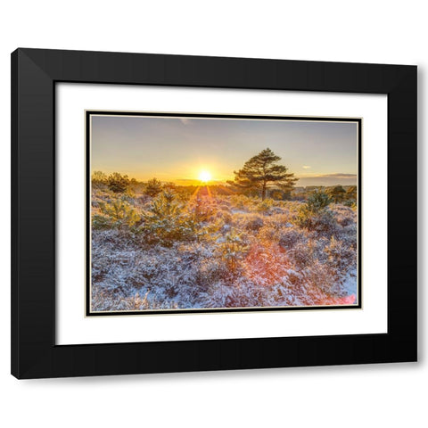 Winter sunset in countryside Black Modern Wood Framed Art Print with Double Matting by Frank, Assaf