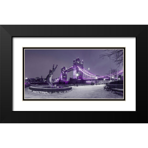 Dolphin fountain -London Black Modern Wood Framed Art Print with Double Matting by Frank, Assaf