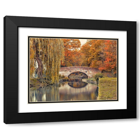 Bridge over a canal Black Modern Wood Framed Art Print with Double Matting by Frank, Assaf