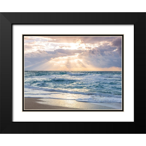 Sunset at seaside Black Modern Wood Framed Art Print with Double Matting by Frank, Assaf
