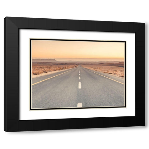 Desert road in Israel Black Modern Wood Framed Art Print with Double Matting by Frank, Assaf
