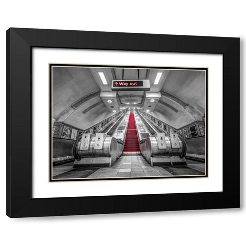 Escalators-London Underground Black Modern Wood Framed Art Print with Double Matting by Frank, Assaf