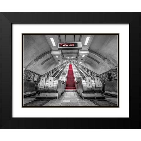 Escalators-London Underground Black Modern Wood Framed Art Print with Double Matting by Frank, Assaf