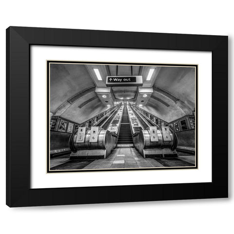 Escalators-London Underground Black Modern Wood Framed Art Print with Double Matting by Frank, Assaf