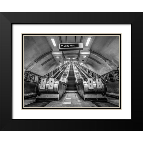 Escalators-London Underground Black Modern Wood Framed Art Print with Double Matting by Frank, Assaf