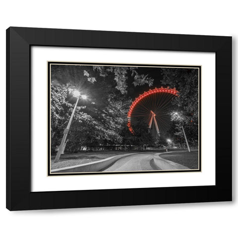 London eye at night Black Modern Wood Framed Art Print with Double Matting by Frank, Assaf