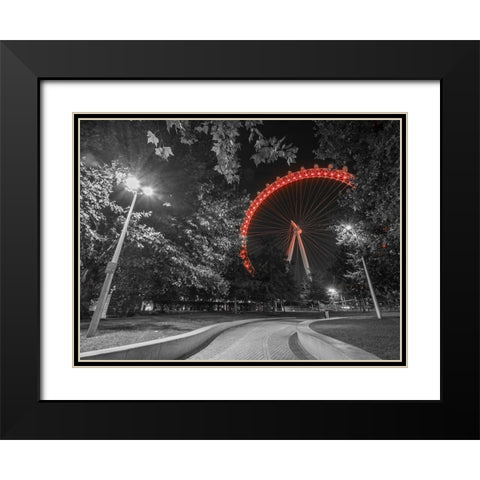 London eye at night Black Modern Wood Framed Art Print with Double Matting by Frank, Assaf