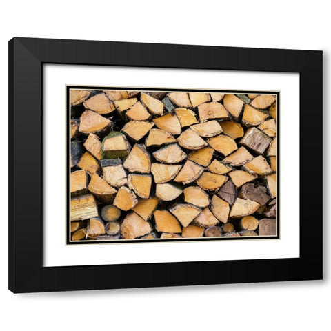 Wood logs Black Modern Wood Framed Art Print with Double Matting by Frank, Assaf