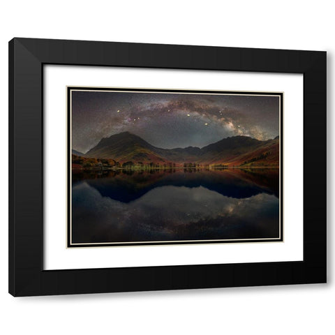 The Milky Way across Buttermere,-District Black Modern Wood Framed Art Print with Double Matting by Frank, Assaf