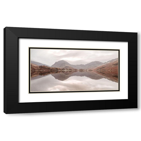 Mountain reflections in lake Black Modern Wood Framed Art Print with Double Matting by Frank, Assaf