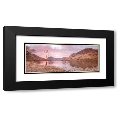 Lake surrounded by mountains Black Modern Wood Framed Art Print with Double Matting by Frank, Assaf