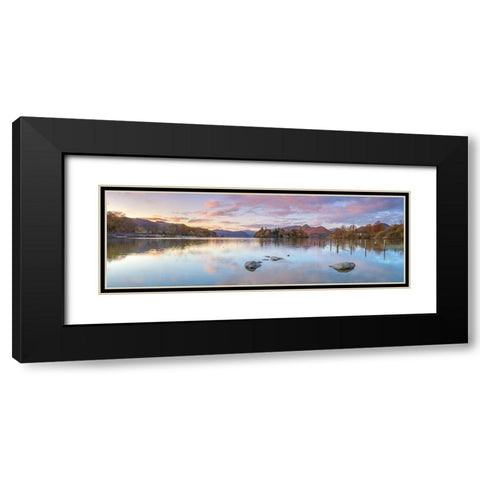 Lake surrounded by mountains Black Modern Wood Framed Art Print with Double Matting by Frank, Assaf