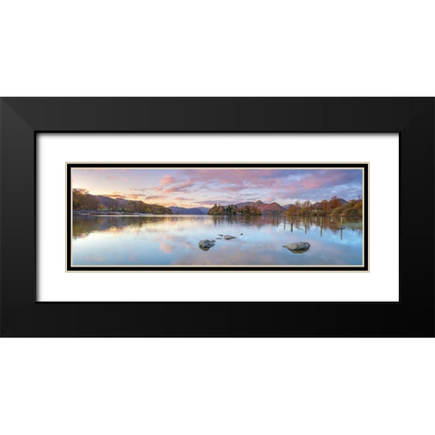 Lake surrounded by mountains Black Modern Wood Framed Art Print with Double Matting by Frank, Assaf