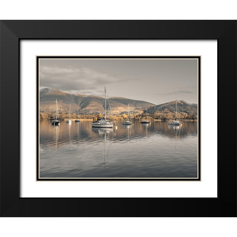 Sailing boats at Derwentwater Black Modern Wood Framed Art Print with Double Matting by Frank, Assaf