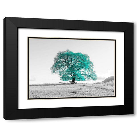 Tree on a hill Black Modern Wood Framed Art Print with Double Matting by Frank, Assaf