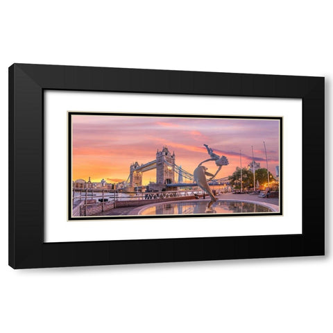 Tower Bridge at sunset, London Black Modern Wood Framed Art Print with Double Matting by Frank, Assaf