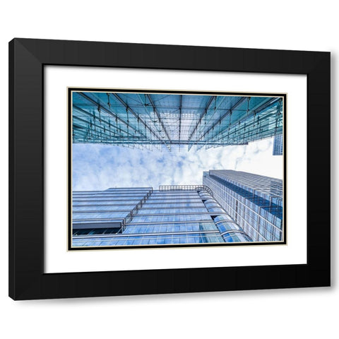Low angle view of skyscrapers Black Modern Wood Framed Art Print with Double Matting by Frank, Assaf