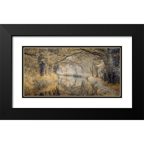 Canal through forest Black Modern Wood Framed Art Print with Double Matting by Frank, Assaf