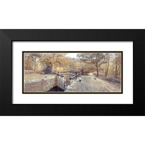 Canal lock Black Modern Wood Framed Art Print with Double Matting by Frank, Assaf