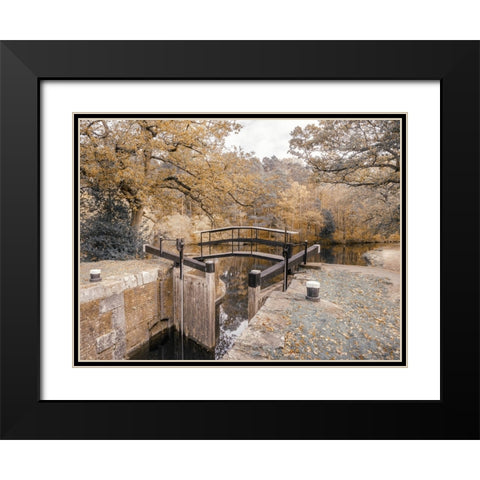 Canal lock Black Modern Wood Framed Art Print with Double Matting by Frank, Assaf