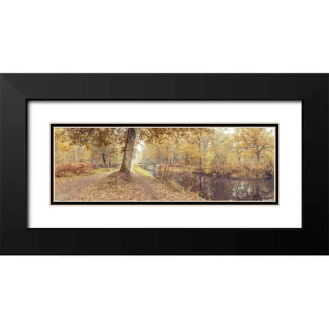 Canal through forest Black Modern Wood Framed Art Print with Double Matting by Frank, Assaf