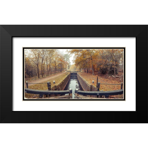 Canal through forest Black Modern Wood Framed Art Print with Double Matting by Frank, Assaf