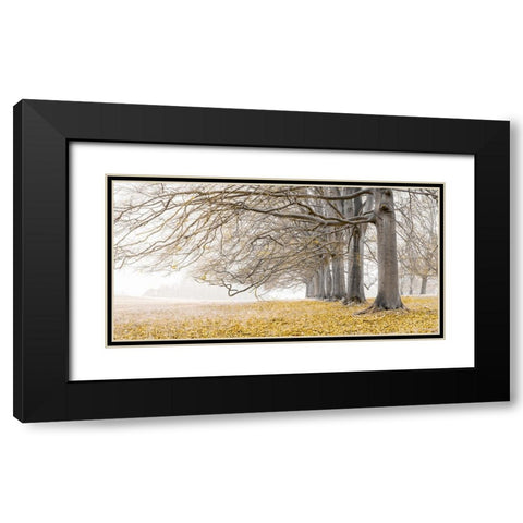 Trees in a row - Yellow Black Modern Wood Framed Art Print with Double Matting by Frank, Assaf