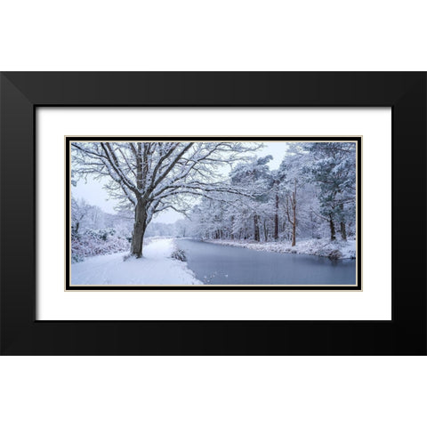 Canal through forest Black Modern Wood Framed Art Print with Double Matting by Frank, Assaf