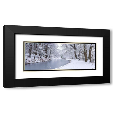 Canal through forest Black Modern Wood Framed Art Print with Double Matting by Frank, Assaf