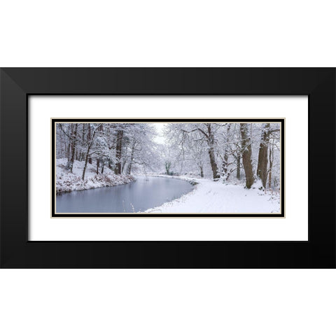 Canal through forest Black Modern Wood Framed Art Print with Double Matting by Frank, Assaf
